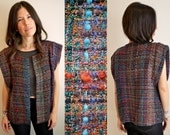 Vintage Handwoven Ribbon & Wool Vest