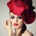 Scarlet Rose fascinator hat with merino wool, silk fibers and chiffon silk