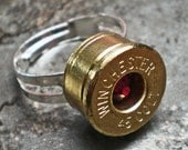 45 Colt Winchester Brass Bullet Head Adjustable Ring Your Choice of Birthstone Steampunk