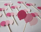 12 Hello Kitty Balloons Cupcake Toppers, Hello Kitty Party, Pink Color, Valentine, Pink Party, Birthday, Picks