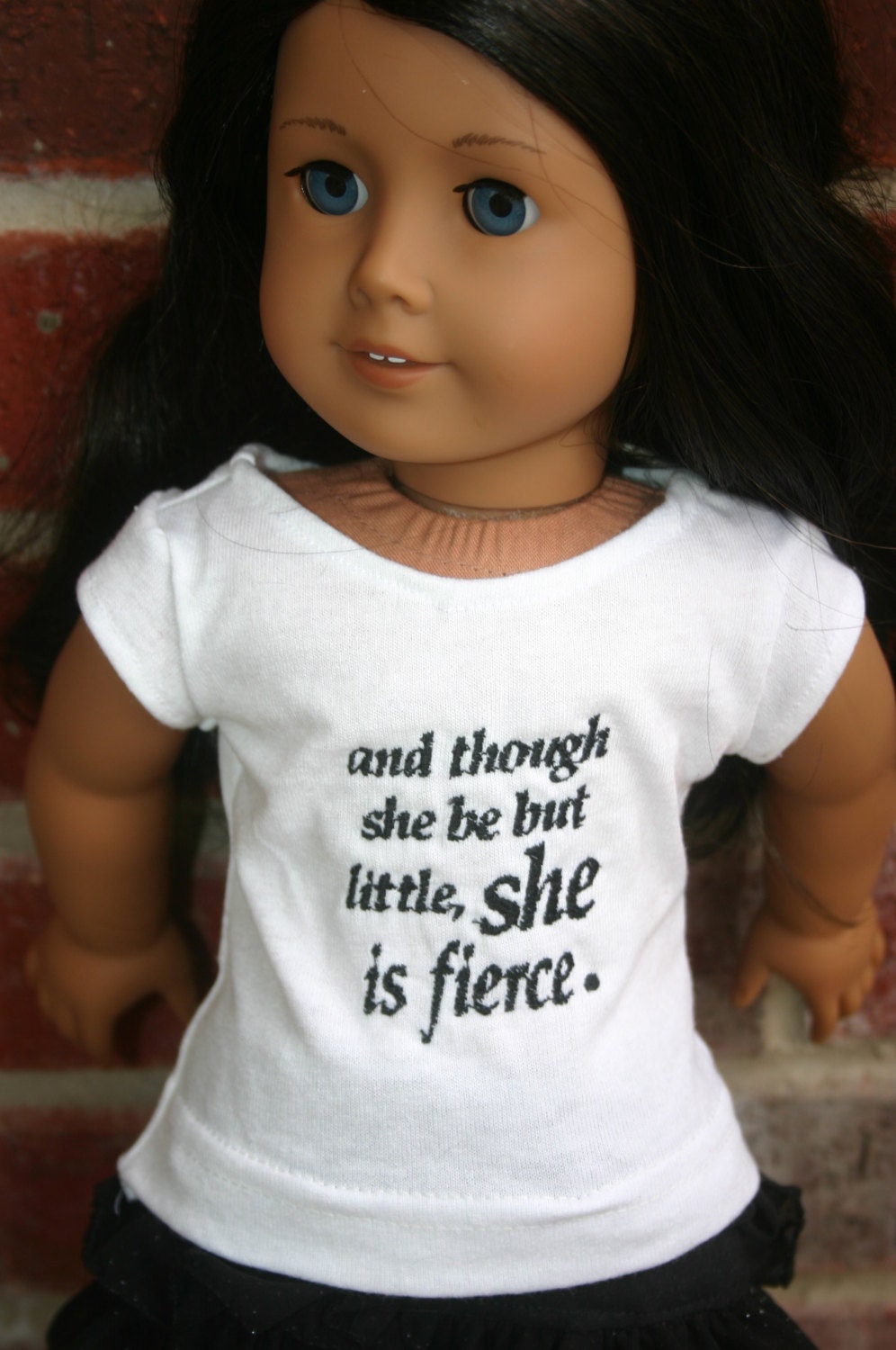 she is fierce tshirt to fit your 18 inch american girl or similar doll, skirt, and tshirt