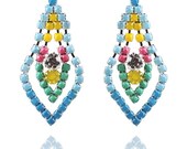 Soft Turquoise, Sunshine Yellow, Mint Green and Powder Pink Pastel Crystal Earrings