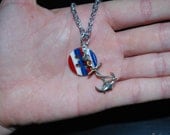 NAUTICAL Necklace, Vintage sailor necklace, Red White and Blue, Vintage button, Anchor Pendant