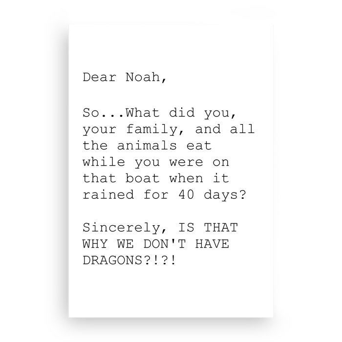 Greeting Card - Dear Noah, Sincerely Dragons