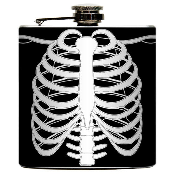 The Skeleton Rib Cage Liquid Drinking Flask. Anatomy Skeleton Bones Ribs Funny Birthday Gifts - Stainless Steel 6 oz