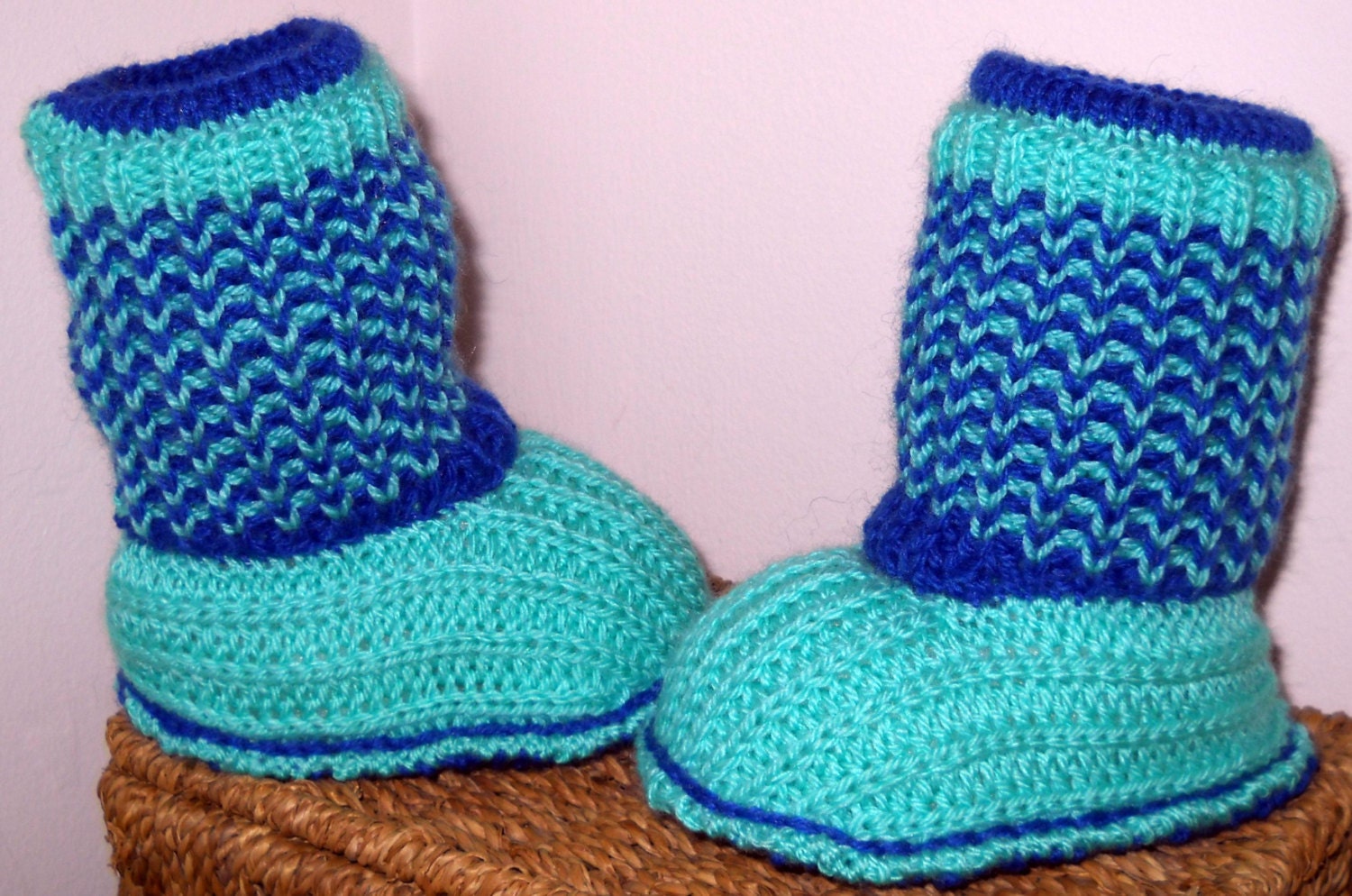 High leg BOOT STYLE SLIPPERS hand knitted perfect for toddlers children warm and comfortable for age 2 - 3 years old