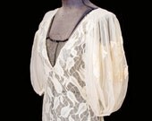 1930's Dress // Tulle Lace Antique White Wedding Dress