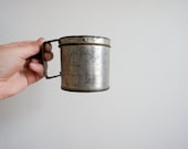 Vintage French Measuring Cup  // tin metal cup // 1940 // outdoors camping // kitchen decor // french country // silver grey