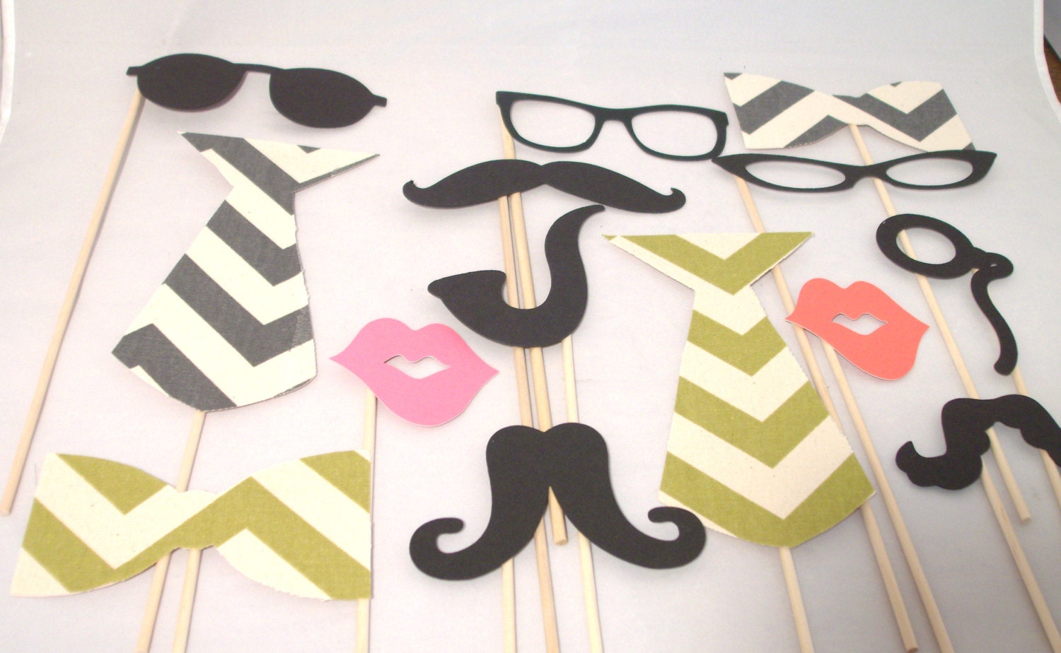 Chevron Photo Booth Props - 12 Piece Wedding Photo Props