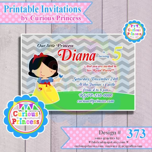 373 Snow Princess inspired invitations 4x6 OR 5x7 white and red DIGITAL printable file