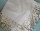 Vintage Edwardian Lace Edge Euro Shams Pillowcases White Paisley Damask  LOVELY