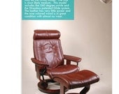 Ekornes Streeless Orion Lounge Chair Recliner with ottoman 1970's in Brown Leather