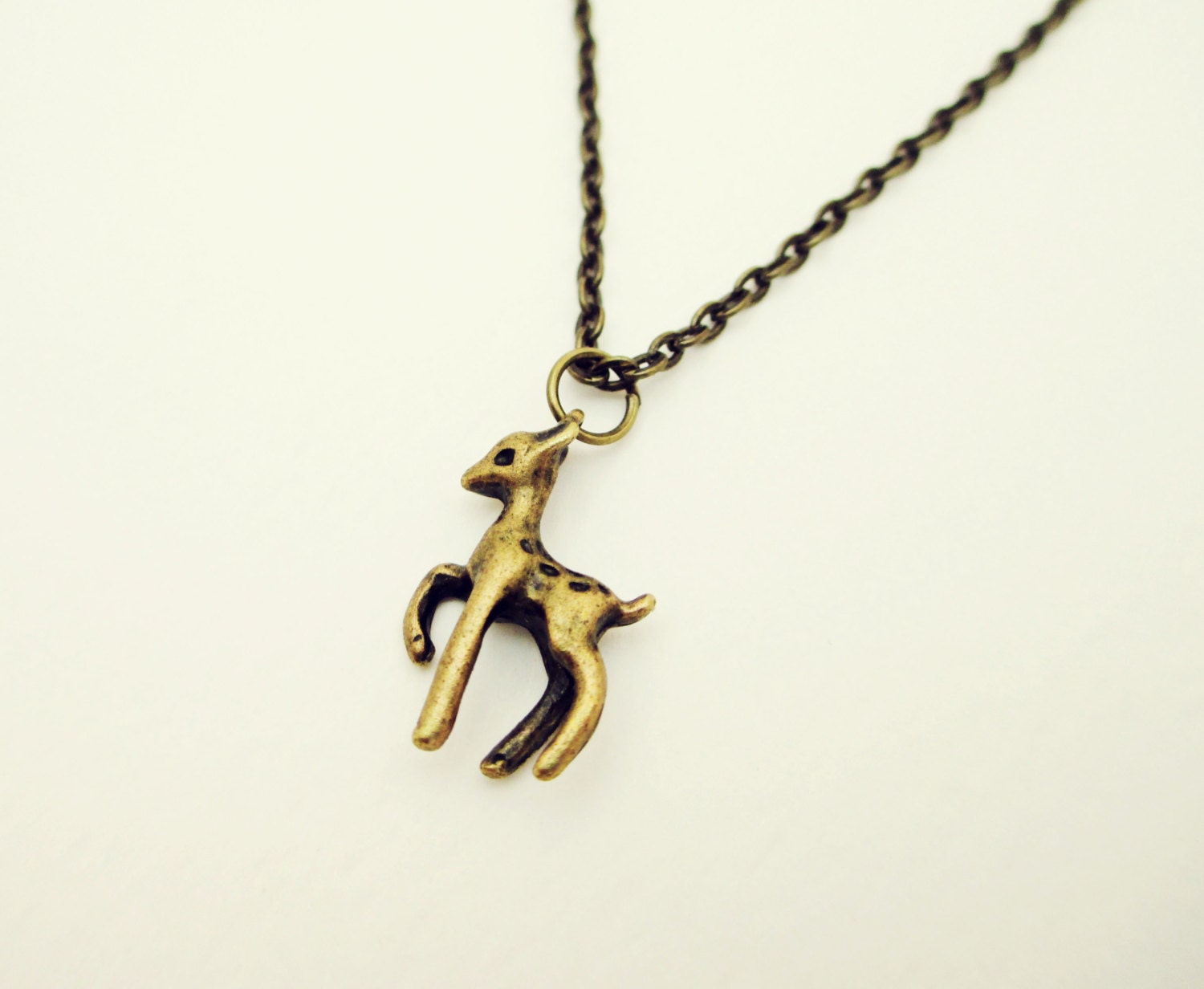 Deer Charm Necklace, Antique Bronze Doe Charm