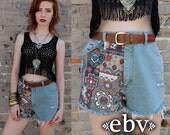 Vintage 80's High Waisted Southwestern Print Cut Offs S M