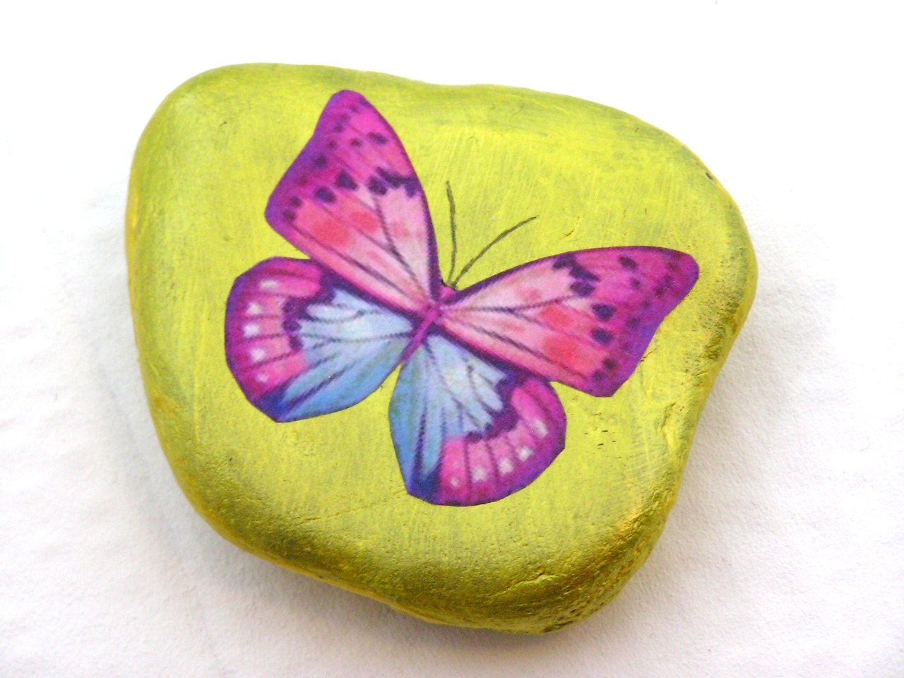 Pink & Purple Butterfly Paperweight - HomeDecor, Office Decor, Home Office, Butterfly Talisman