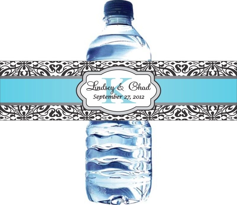 200 Waterproof Water Bottle Labels - Printed labels with your wedding colors Il_570xn