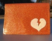 glitter Vinyl Billfold Wallet With Lightning Bolt Heart