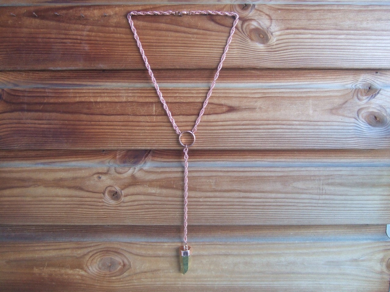 Gold Aura Quartz Lariat Necklace