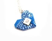 Sky Blue Heart Pendant - recycled cotton