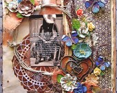 Country Girl  Premade Scrapbook Page 12 x 12 Vintage, Shabby Chic,  Rustic, Cowgirl, Wedding, Art, Layout, Prima,  Mother's Day