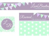 Premade Etsy Shop Set Fabric Buntings Aqua Damask Polka Dot For Etsy Shops Facebook Timelines and Blog Headers