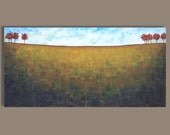 Abstract Prairie Landscape Painting Golden Field- Edge of Summer II (12x24) Original Acrylic Wall Decor - Sage Mountain Studio