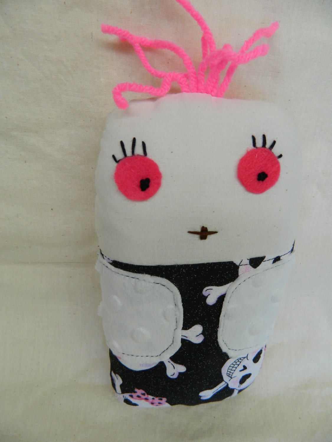 Lady Bean with Hot Pink Hair Skull Clothes