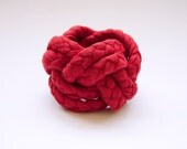 one red vintage woven fabric bracelet, large cuff, ONE AVAILABLE