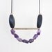 LAST ONE geometric,tribal, purple stones, brass tubes, black wood beads, black rope, long, necklace