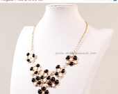 Statement Necklace,White and Black Bib Necklace,  Resin Necklace (FN0577-White and Black)