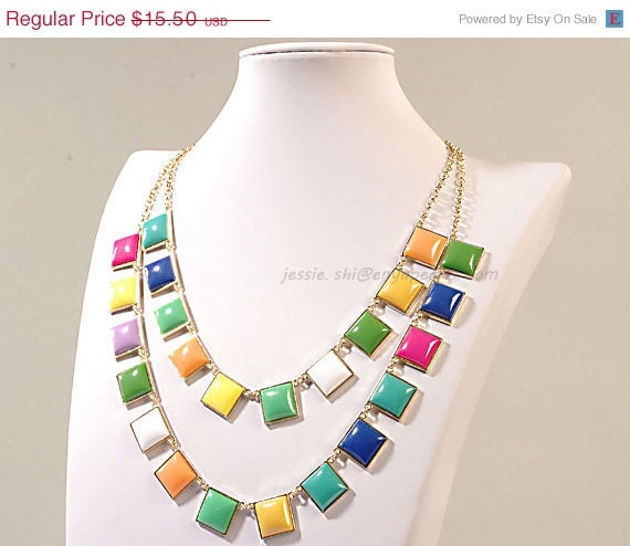 Colorful Bib Necklace, Colorful Bubble Necklace, Necklace, Statement Necklace (FN0611-Colorful)