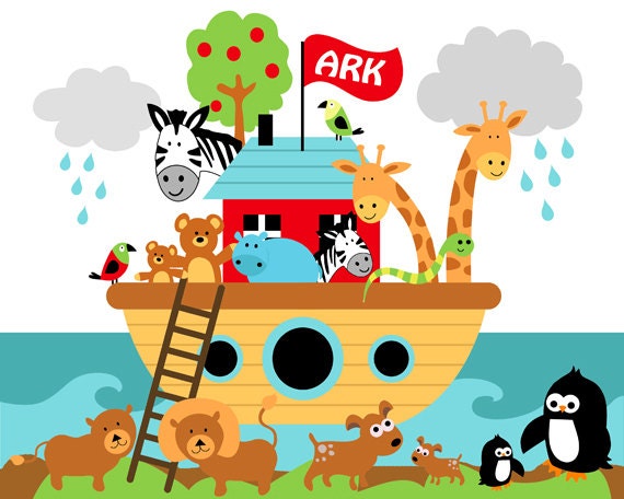 Noah's Ark Nursery Child's Room Digital Art Print - 8 x 10 - UNFRAMED