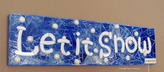 Let It Snow Wall Art (Recycled Stained Glass)