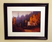 Art / Fall Scene / Vintage / Wall Hanging / Print / Landscape / Framed