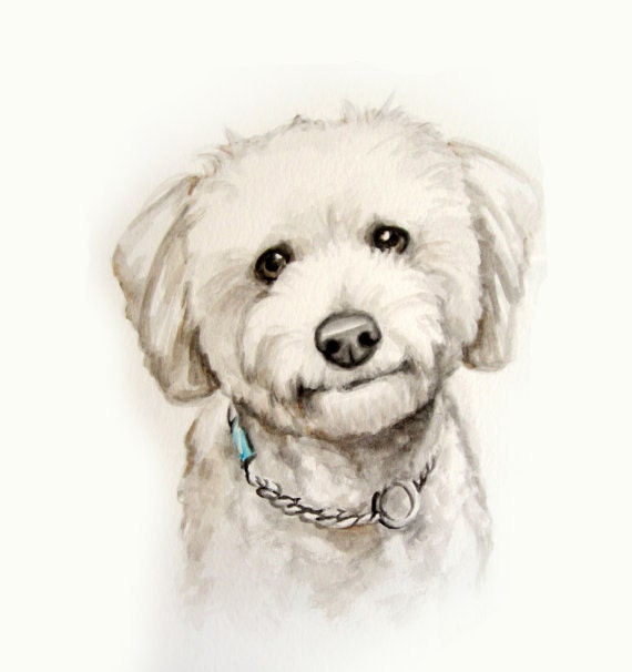 watercolor Custom pet portrait, original watercolor painting dog cat animal pet lover painting handmade wall art gift