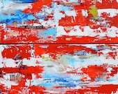 US Flag Contemporary Americana US Abstract Mixed Media Original Acrylic Impasto Painting on set of Diptych 24"x24"
