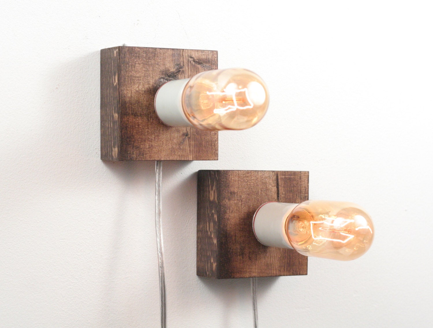 Rustic Wall Lamp I- Rustic Wall Sconce, Salvaged Wood Lamp, Exposed Edison Bulb Lighting, Rustic Night Light