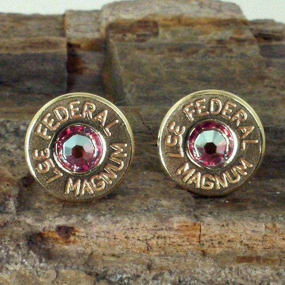 Bullet Earrings - Federal 357 Magnum - Red AB - Ultra Thin