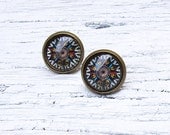 Antique Compass Stud Earrings
