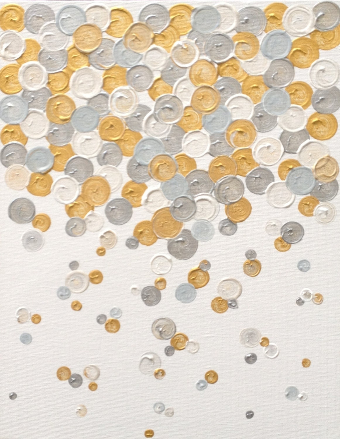 11x14 Canvas Painting- Confetti: Metallic & Grey