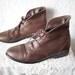 Vintage POINTY Dark Brown Cuff Leather Ankle Lace Up Granny Oxford Flats Shoes BOOTS 10 M