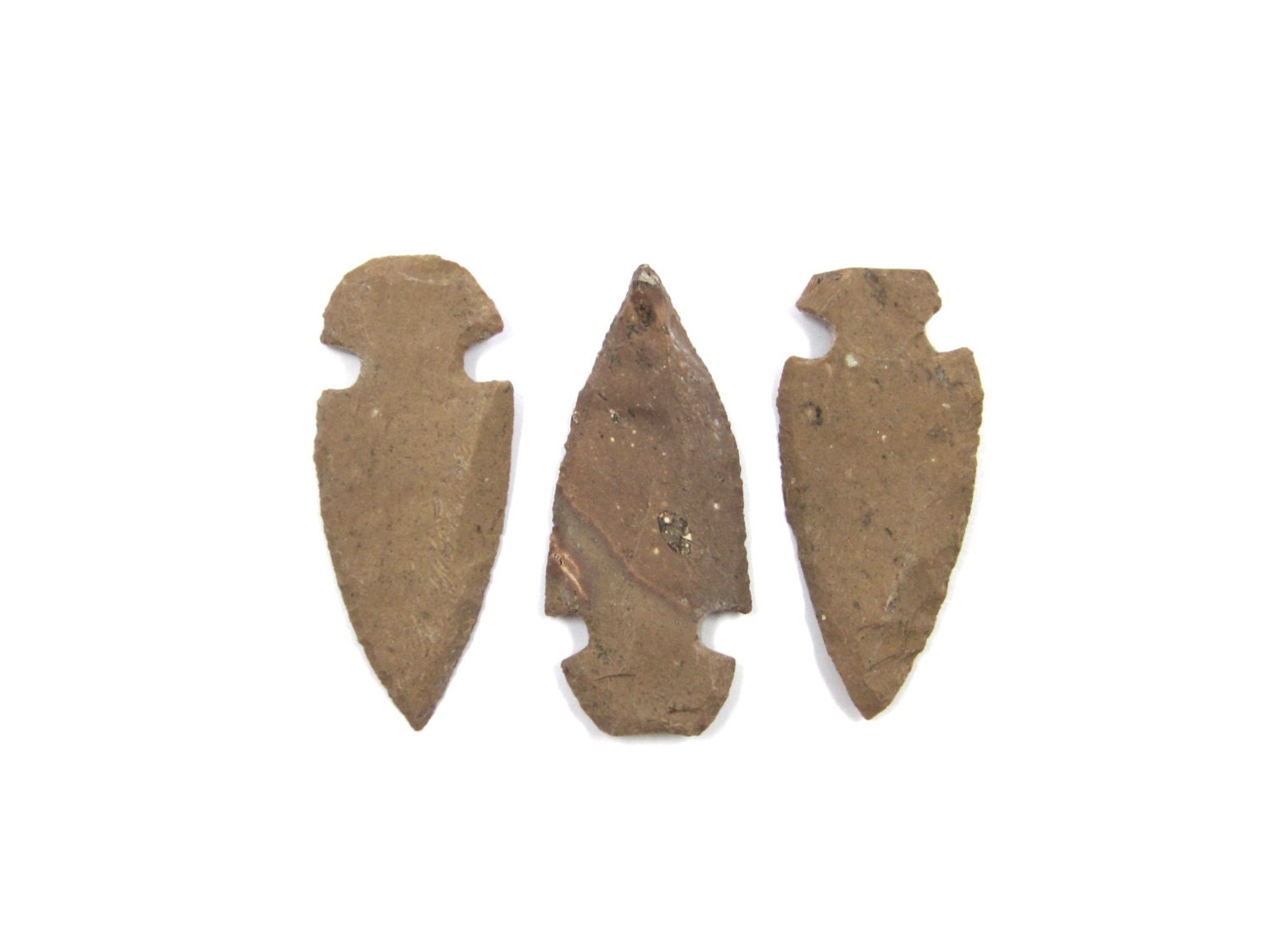 Arrowheads Flint 3 Large Pieces 63mm - 66mm For Wire Wrapping, Jewelry Making, Brown, Ritual (Lot no. 3774)