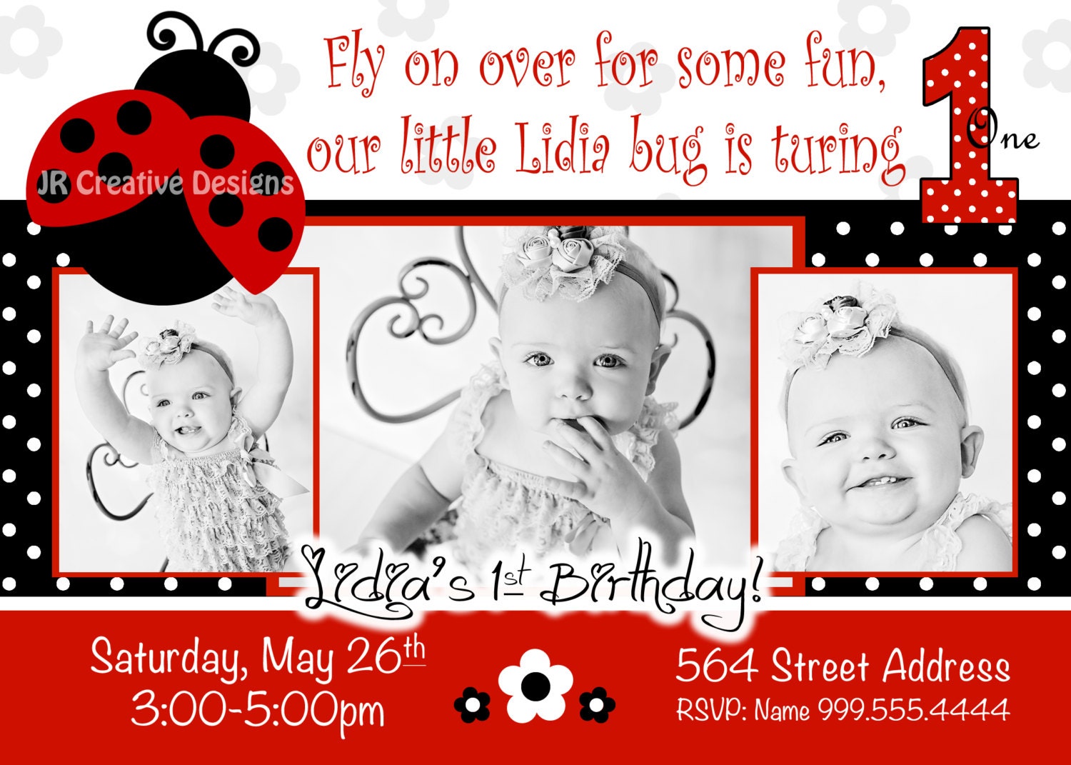 lady bug invitation Ladybug Invite Love bug invitation Red ladybug birthday party lady bug party LadyBugs 1st Birthday invite