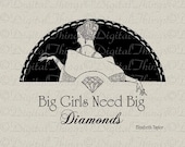Elizabeth Taylor Diamonds Quote Hollywood Star Wall Decor Art Digital Download for Iron on Transfer Fabric Pillows Tea Towels DT591