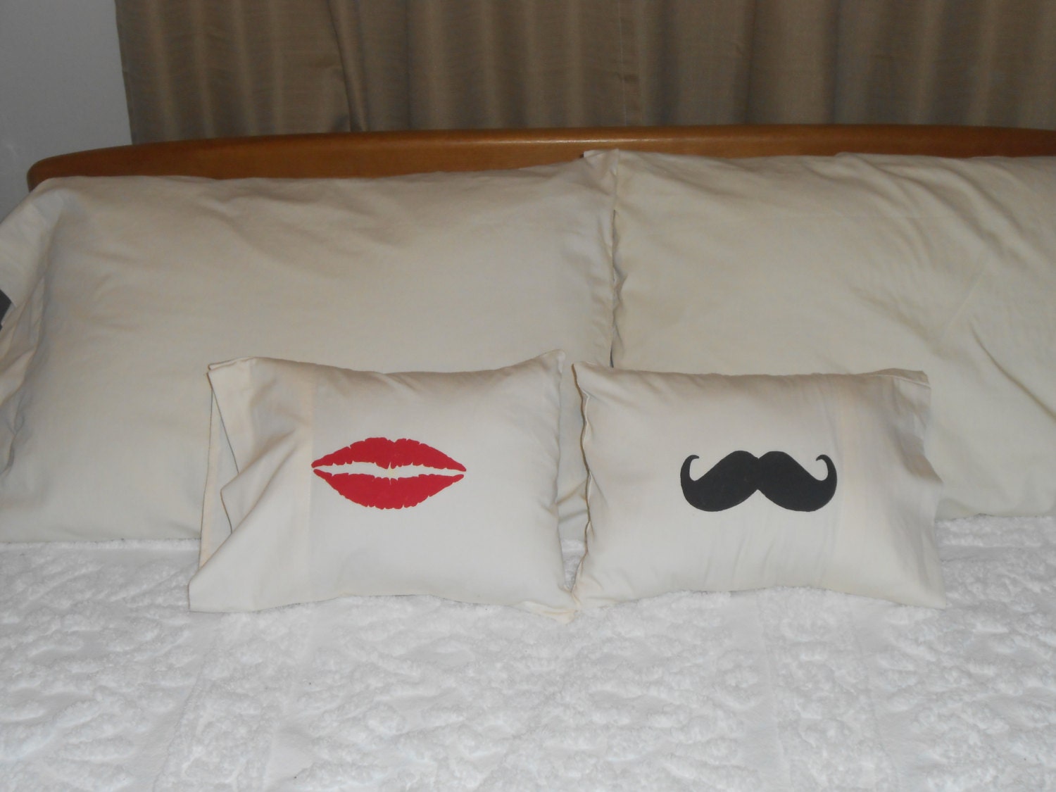 MINI Pillows with Lips and Mustache - Home Decor, Couples Gift Ideas