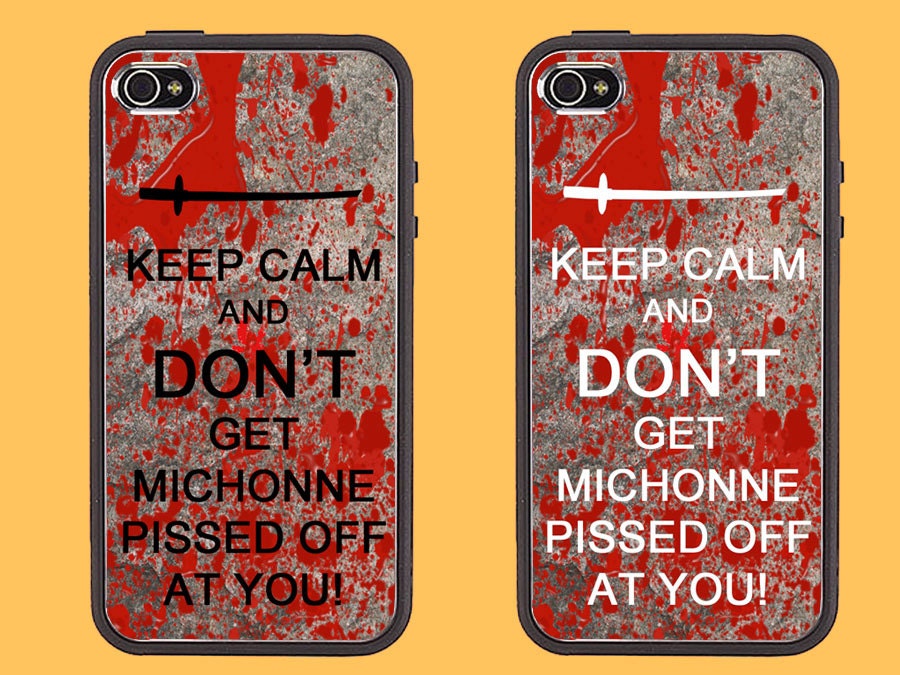 Walking Dead Inspired Keep Calm Michonne Black iPhone 4 / 4S Case Cover