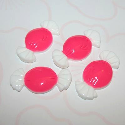 4 x Large Sized Pink Candy Sweets Cabochon Flatbacks