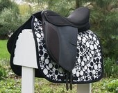 Ready To Ship - Black and White Abstract Circles Dressage Saddle Pad