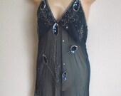 Vintage sheer camisole tank top beaded Gatsby style -stunning