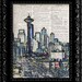 Seattle Skyline Color -  Vintage Dictionary Print Vintage Book Print Page Art  Vintage Book Art